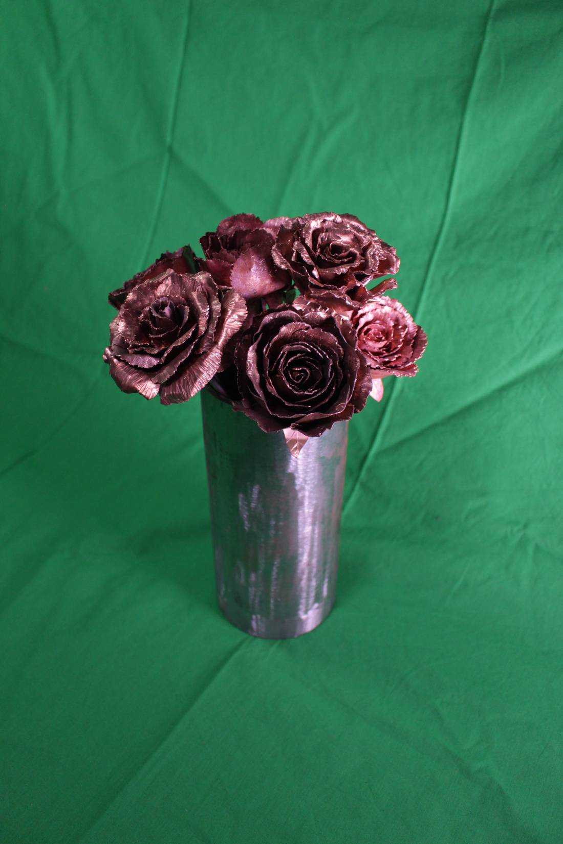 Steel roses in a vase